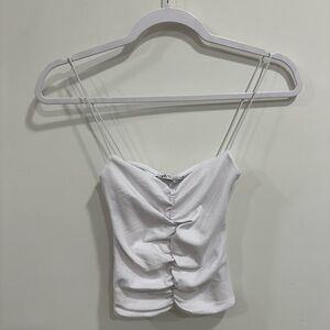 Zara White Rutched Center Tank